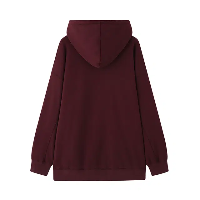 周淼 字母哈士奇图案宽松落肩连帽套头卫衣 女款