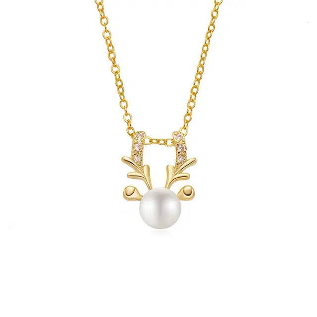 贝诗珠宝 圣诞麋鹿小众设计高级感 淡水珍珠 项链 女款