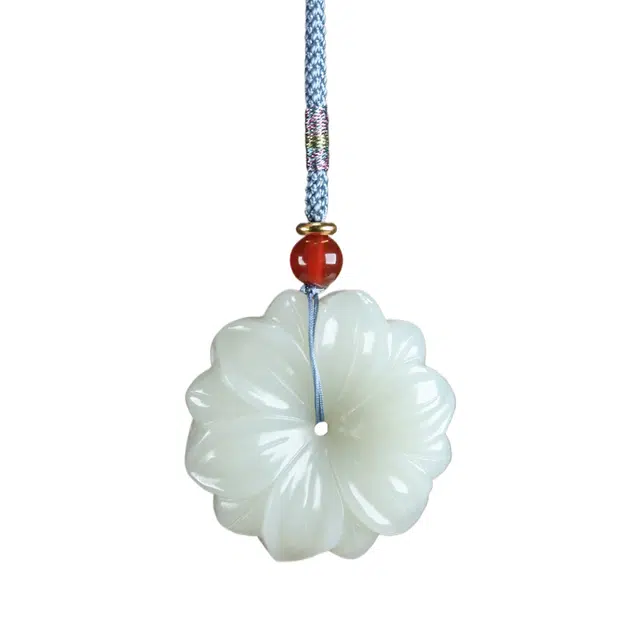 舒杰 花开富贵双面小众高级感 和田玉 项链 男女同款情侣款 白玉