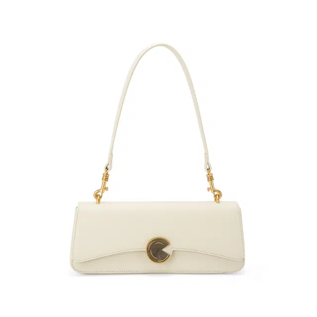 西木汀 少女征途小众设计师高级感时尚百搭 牛皮 腋下包单肩包 小号 女款 奶油白/夜幕黑/棕色