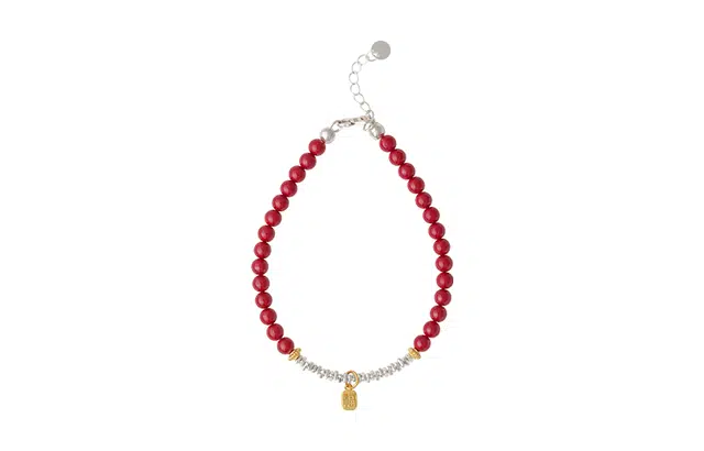 凤凰涅磐 国潮平安福牌串珠 再造辰砂朱砂 玉石手链 女款