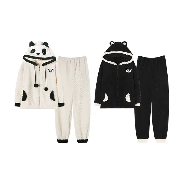 眠趣  家居套装 可以外穿的家居服 睡衣 加绒加厚舒适保暖冬居家宿舍 简约高颜值睡衣 睡衣套装 男女同款