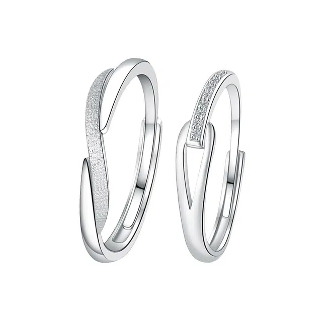 希遇 欧美几何褶皱 简约小众设计感轻奢开口可调节 铜 戒指 男女同款情侣款