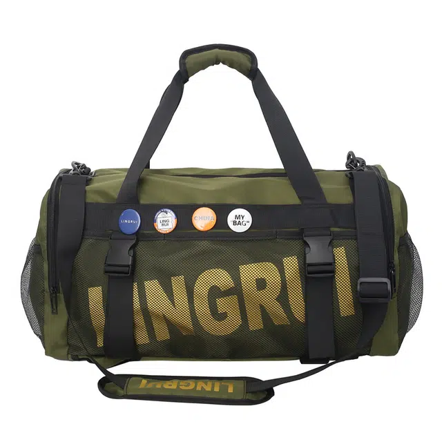 德力熊 干湿分离运动大容量通用三色多功能 尼龙 单肩旅行包健身包双肩包 常规 男女同款情侣款 绿色/灰色/黑色