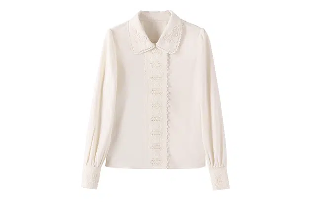 花栗鼠小姐 新中式纯色泡泡长袖衬衫 女款 米白