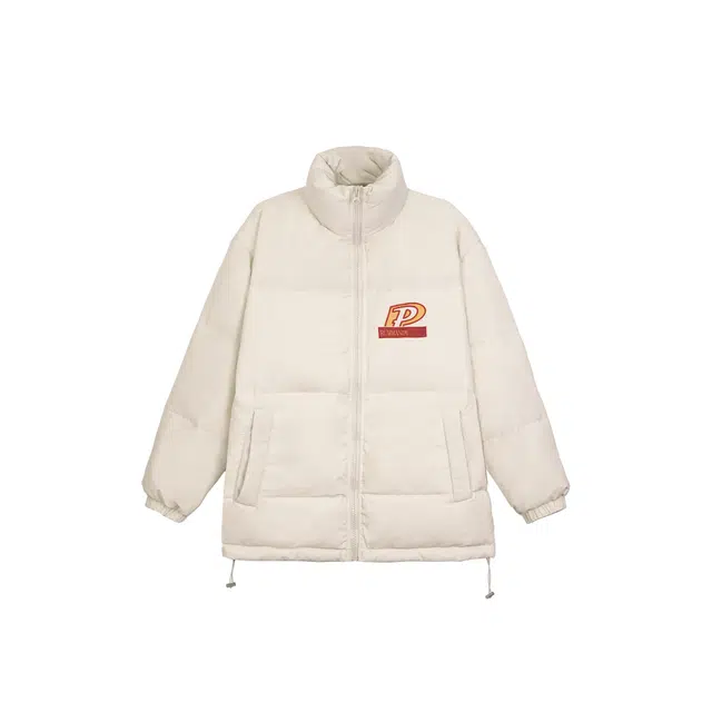 麓蔓蒂 学院风字母印花立领防风保暖加厚拉链羽绒服 男女同款