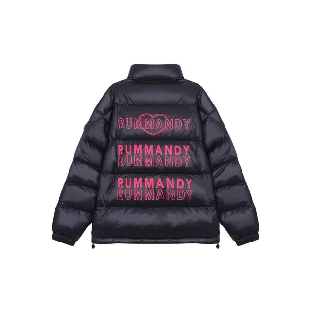 麓蔓蒂 美式复古后背字母爱心印花防寒保暖立领加厚羽绒服 男女同款