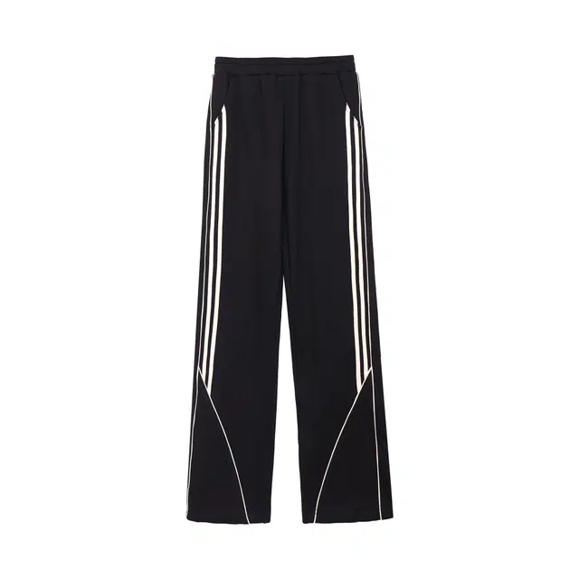 麓蔓蒂 条纹加绒加厚保暖宽松直筒休闲裤 男女同款