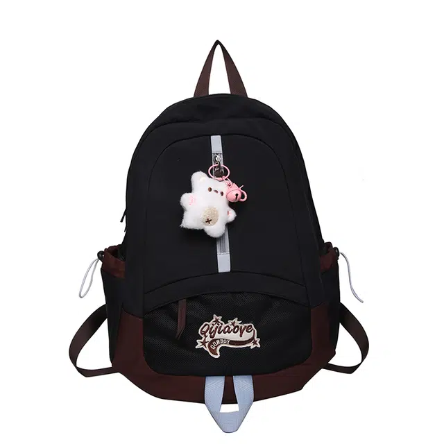 德力熊 高级感轻便 涤纶 双肩包 常规 男女同款情侣款 粉色/蓝色/黑色