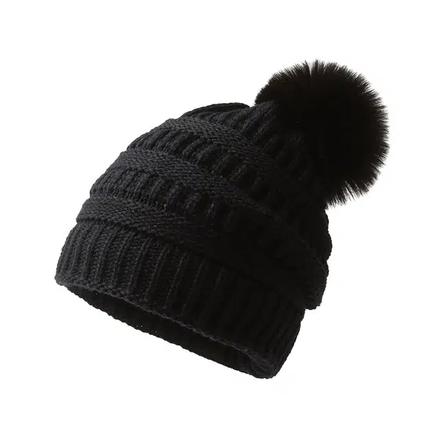 浪莎毛球毛线帽冬季时尚针织帽大头围加厚保暖套头帽子