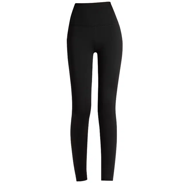 二三二三 纯色鲨鱼加绒加厚打底防风保暖舒适透气瑜伽塑身鲨鱼裤 女款 黑色