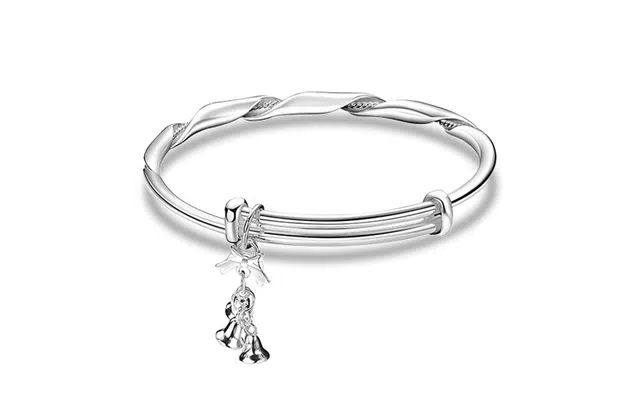 月斐 小众设计高级感丝带缠绕铃铛手饰蝴蝶结铃铛推拉 足银 手镯 女款