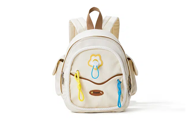 音魅 轻便时尚学生大容量 织物 双肩包小背包旅行包 大号 女款 米白，淡黄
