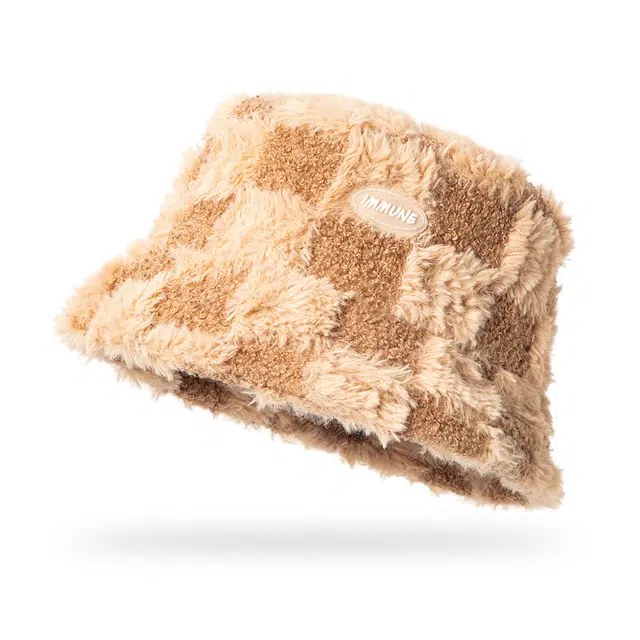 白卷 冬季加厚防寒保暖渔夫帽休闲棋盘格盆帽 男女同款