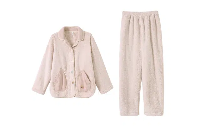 安之伴 秋冬睡衣柔软法兰绒加绒加厚保暖开衫翻领可外穿家居套装 女款