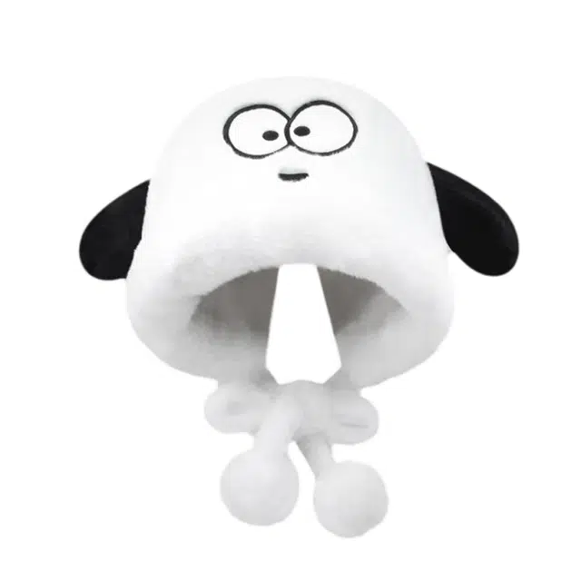 白卷 卡通大眼仔 可爱保暖 涤纶 绒线帽 男女同款情侣款