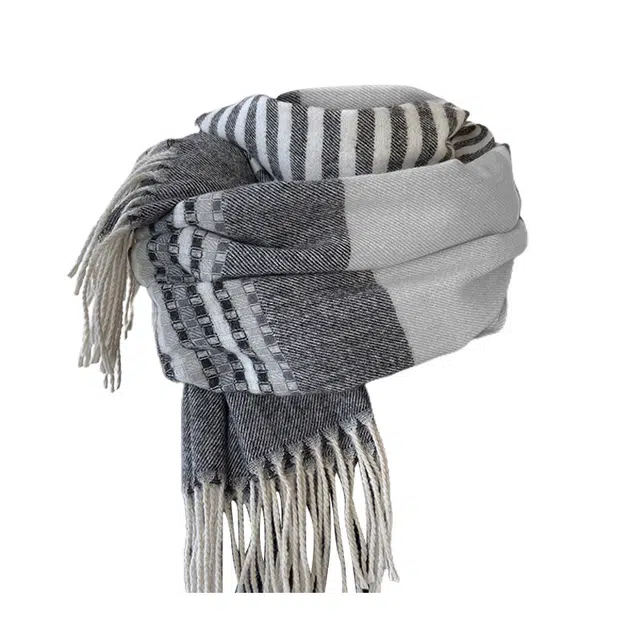 浪莎 学生甜美加厚长款流苏披肩冬 仿羊绒格子围巾 男女同款情侣款