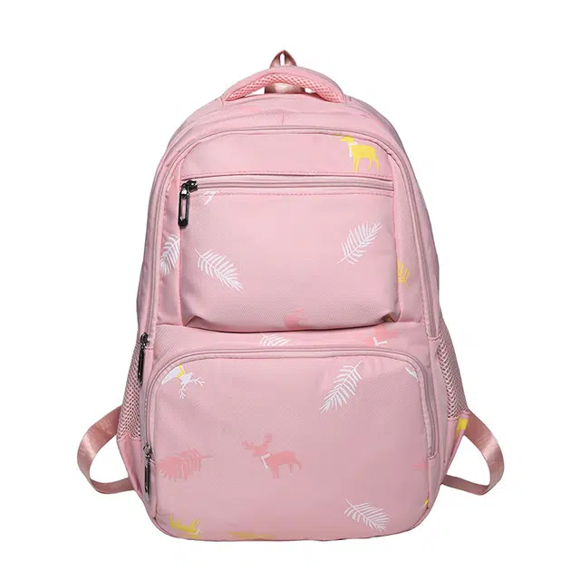 德力熊 森系校园耐用超轻英伦风 尼龙 书包背包双肩包 男女同款情侣款 粉/紫/蓝/黑