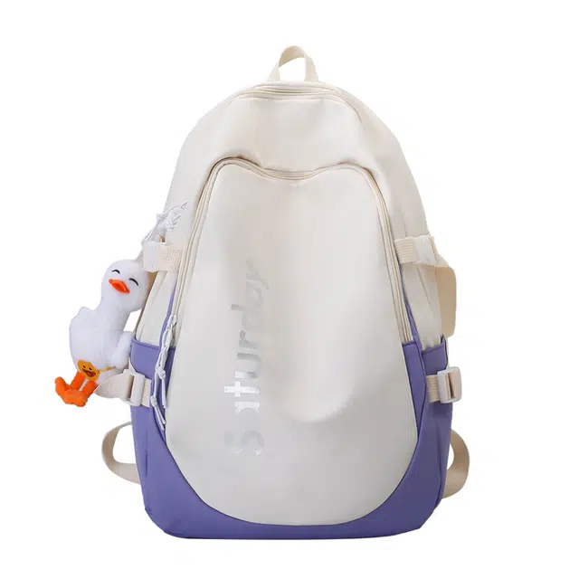 德力熊 休闲简约百搭大容量 尼龙 书包背包双肩包 常规 男女同款情侣款 浅蓝配橘/紫/橘配深蓝/白/灰/黑