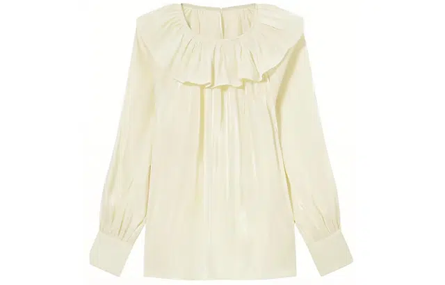 艾莱依 时尚设计感荷叶边领长袖衬衫 女款