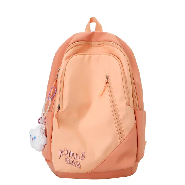 德力熊 撞色大容量 尼龙 书包背包双肩包 常规 男女同款情侣款 棕/粉/灰/黑/蓝/红