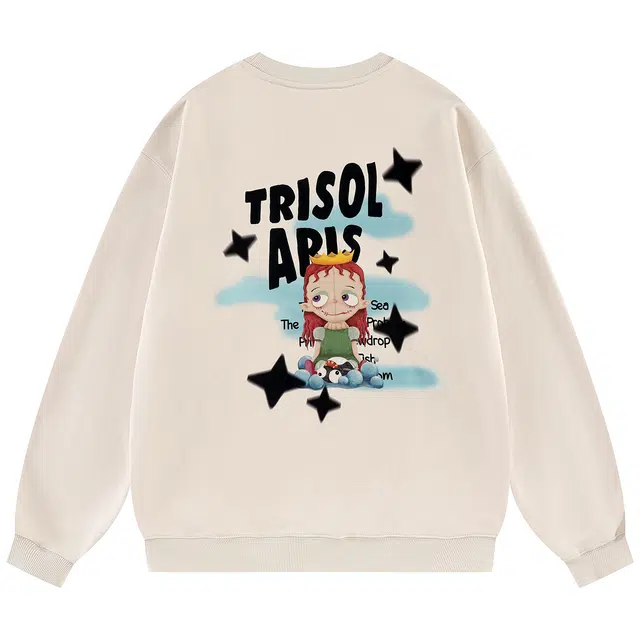 三体 云天明三个童话系列 休闲基础配色日常宽松圆领落肩卫衣 男女同款