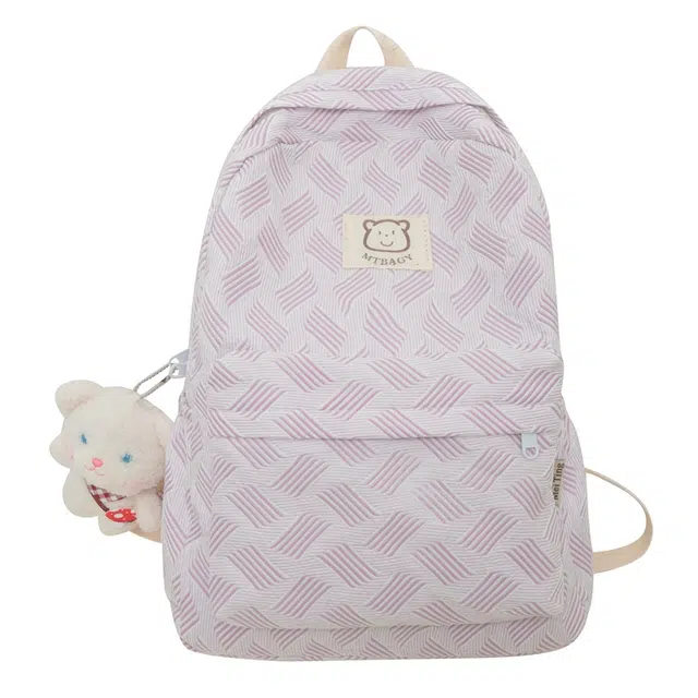 德力熊 韩版学院风防泼水学生 尼龙 书包背包双肩包 常规 男女同款情侣款 紫色/绿色/灰色/蓝色