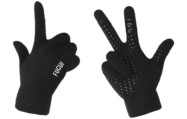 优幽兰 冬季摩托车防滑耐磨百搭潮流 绒线手套 男款