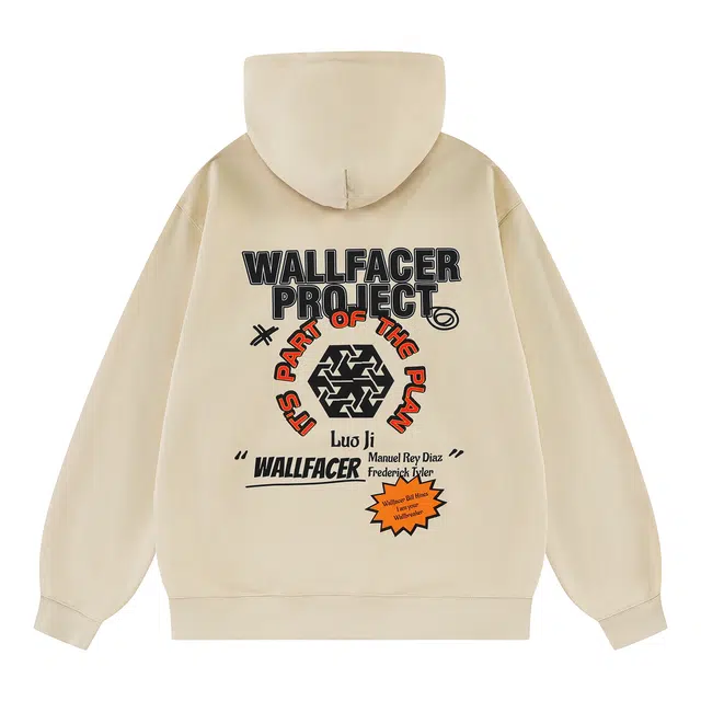 三体 面壁计划系列 复古经典休闲字母涂鸦印花宽松连帽透气防风长袖卫衣 男女同款