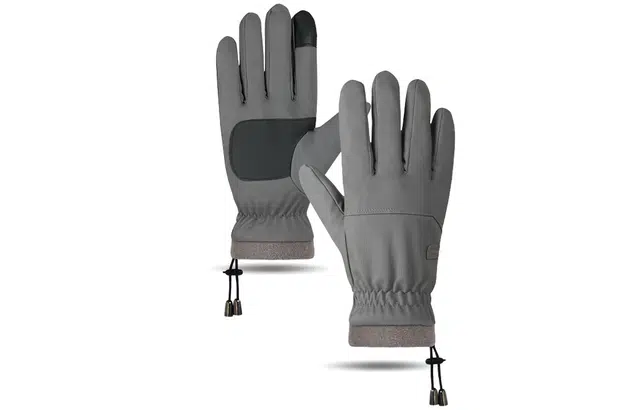 优幽兰 摩托车东北加绒加厚分指 潮流抽绳滑雪 防风防寒骑车实用通勤休闲保暖钓鱼五指护手 手套 男款