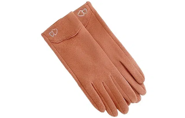 优幽兰 电动车分指防滑耐磨防风防寒加绒加厚爱心五指骑车实用小众设计感保暖通勤旅游护手 绒线手套 女款