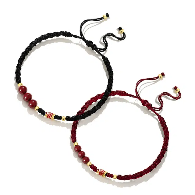 饰伴 朱砂小众设计高级感 复古国风新中式转运珠 织物 手链 男女同款情侣款