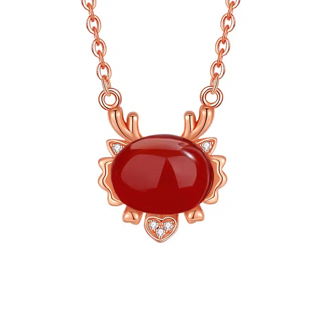 贝诗珠宝 祥龙 中国风国潮小众原创设计 玛瑙 玉石项链 女款