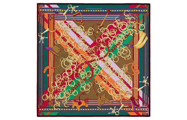 Hermes Circle Pattern Silk Scarf