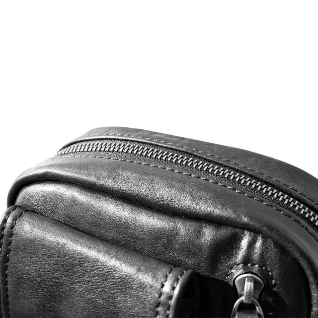 后步 原创小众不撞款设计简约时尚百搭轻便通勤运动休闲潮流 头层植鞣牛皮真皮 手机包单肩斜挎包 常规 男女同款情侣款 黑色