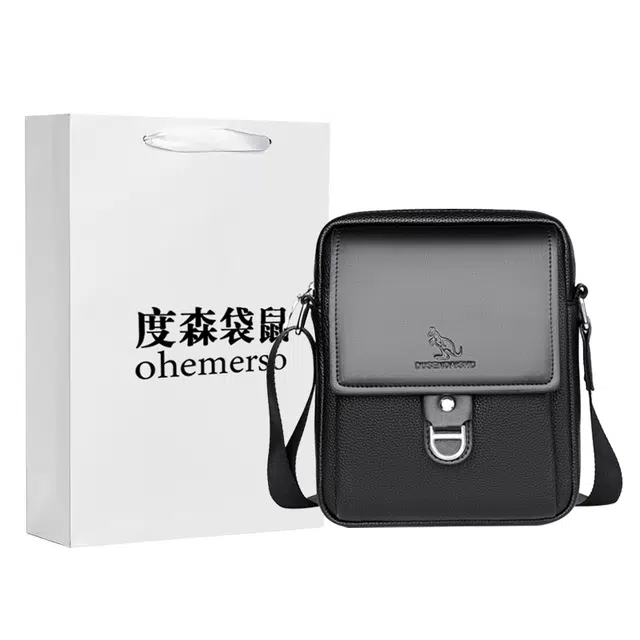 度森袋鼠 商务 耐磨材质 公文包斜挎单肩包 男款 黑色/棕色