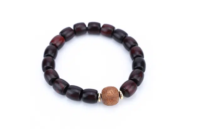 天纵 雕刻新中式平安文玩佛珠 高端红木小叶佛珠本命年转运纳福 名贵木作手串 男女同款情侣款 紫檀