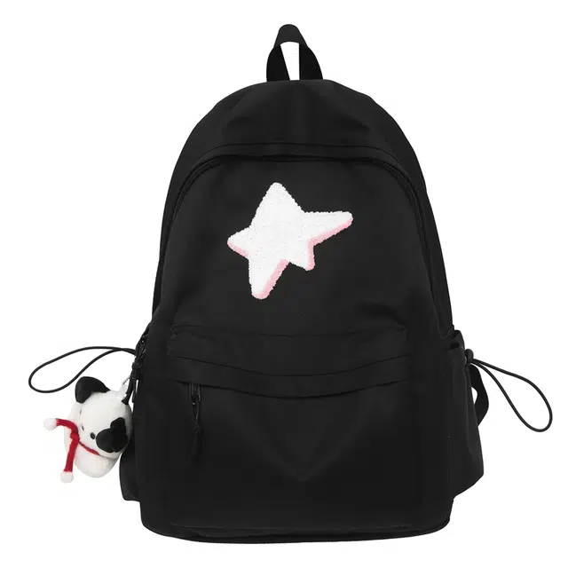 德力熊 复古风原创设计森系校园百搭纯色日系 尼龙布 书包背包双肩包 常规 男女同款情侣款 黑/红/黄/绿/白