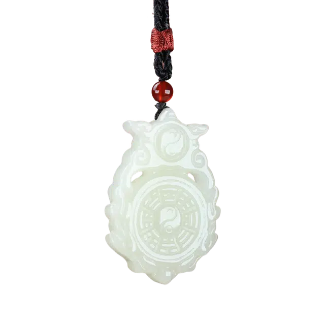 舒杰 个性国风太极乾坤八卦 和田玉 项链 男女同款情侣款 白玉