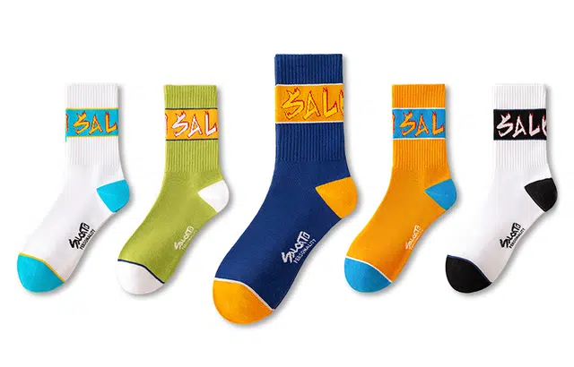 洛·恋 学院风字母印花撞色吸汗防臭街头中筒袜 男女同款 五双装