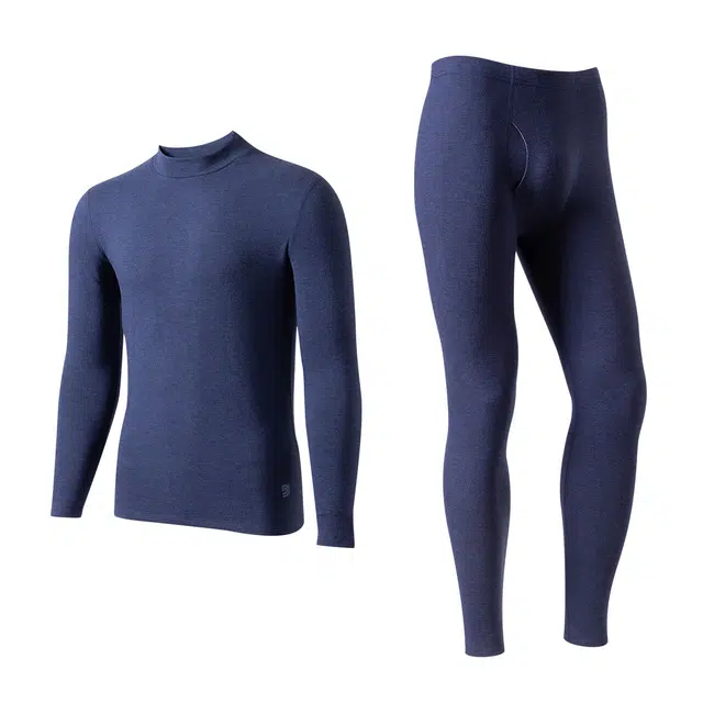 顶瓜瓜 秋冬季简约纯色保暖御寒舒适抗菌透气半高领家居套装 男款