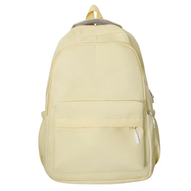 德力熊 百搭大容量纯色拉链开合 尼龙 书包背包双肩包 常规 男女同款情侣款 灰色/白色/蓝色/黑色/荧光绿色/绿色/黄色