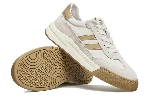 他她 二层牛皮 潮流运动经典 学院风 舒适百搭通勤 复古厚底耐磨增高 德训 休闲 板鞋 男款