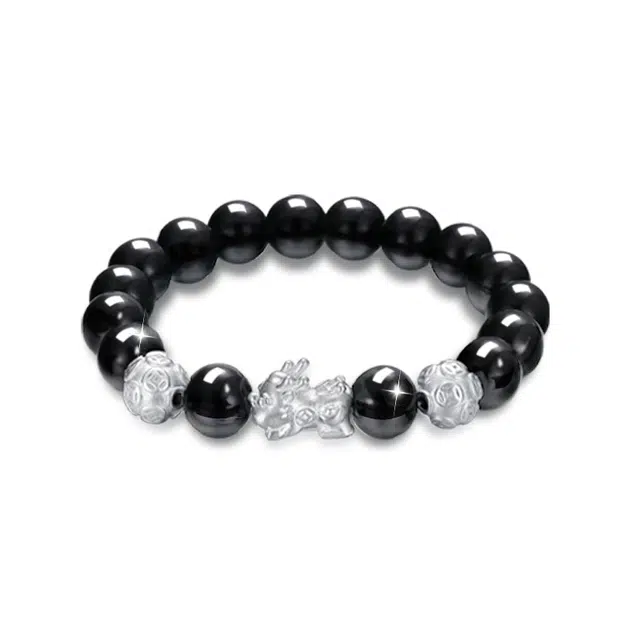 万娜 龙的传人 吞金兽国潮风 简约轻奢高级感 猫眼石 玉石手链 男女同款情侣款