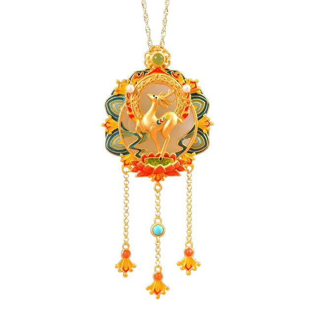 舒杰 一鹿有你 中式复古民族风 和田玉 项链 女款 白玉