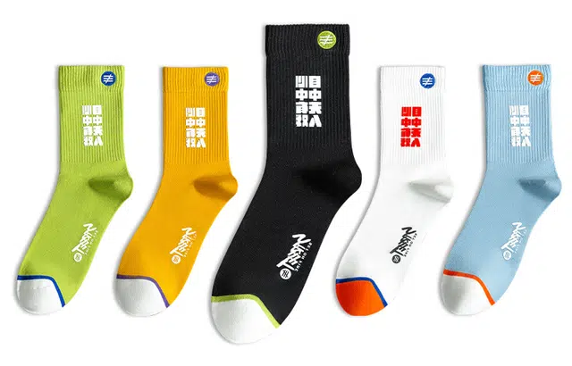 洛·恋 无感印烫吸汗透气弹力高筒袜 男女同款 五双装