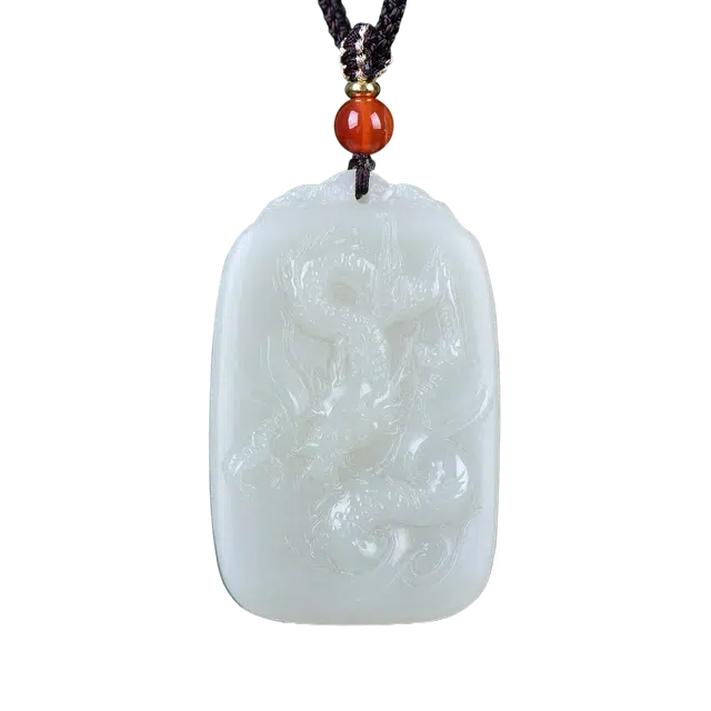 舒杰 龙腾盛世生肖龙  中式国风 和田玉 项链 男女同款情侣款 白玉