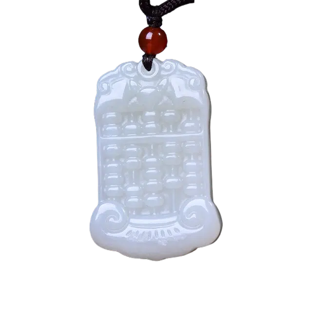 舒杰 吉祥如意算盘  新中式国风 和田玉 项链 男女同款情侣款 白玉