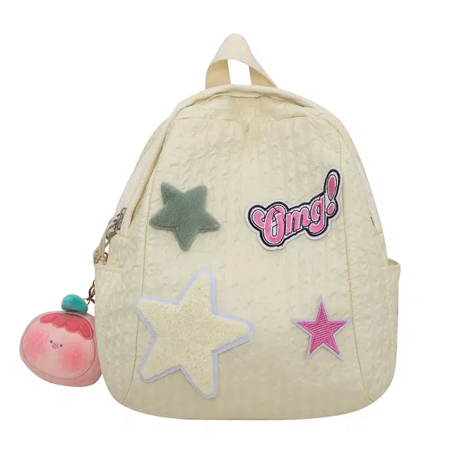 德力熊 出游日系轻便星星多巴胺甜美少女拉链开合 尼龙 书包背包双肩包 常规 女款 蓝色/粉色/绿色/黄色