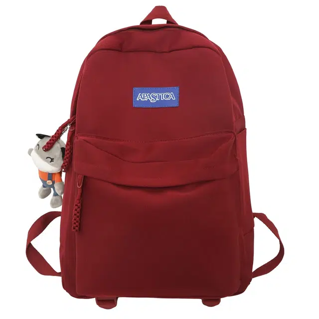 德力熊双肩包尼龙男女通用书包大学生简约百搭新款时尚潮流高中生学院风背包 多色